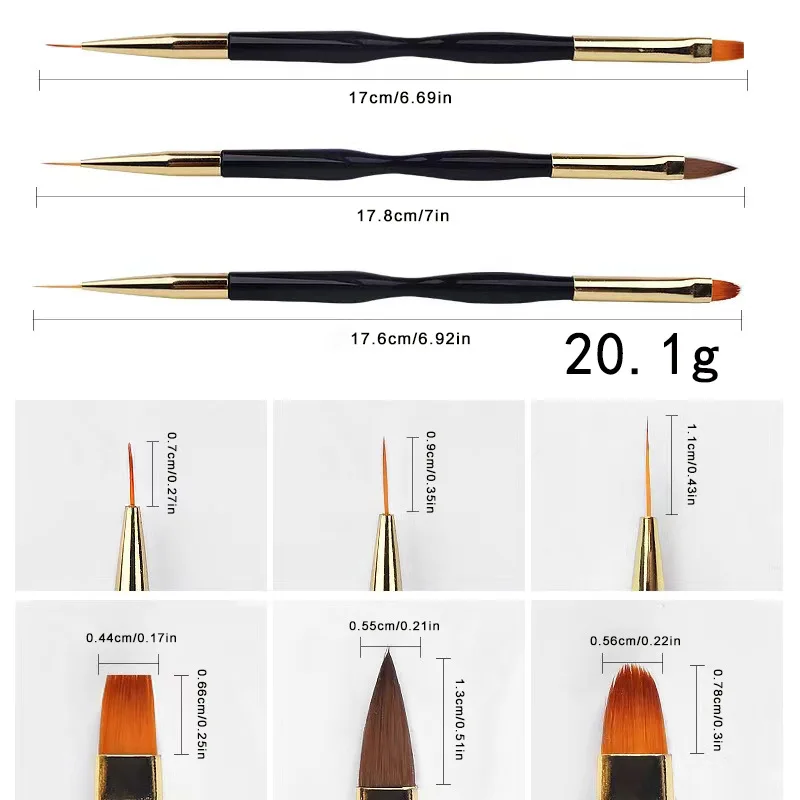 French Stripe Nail Art Liner Brush Set Tips Ultra-thin Line Drawing Pen Dual End UV Gel Painting Brushes Manicure Tools,./;p