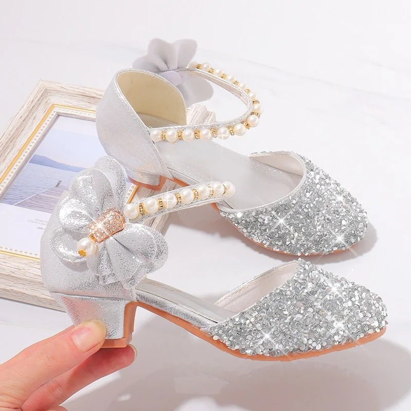 Girl Princess Sandal2026summer New Korean Version Sequined ChildSoft SoledShoe Fashion Girl Slip Fashion Versatile LoaferSandals