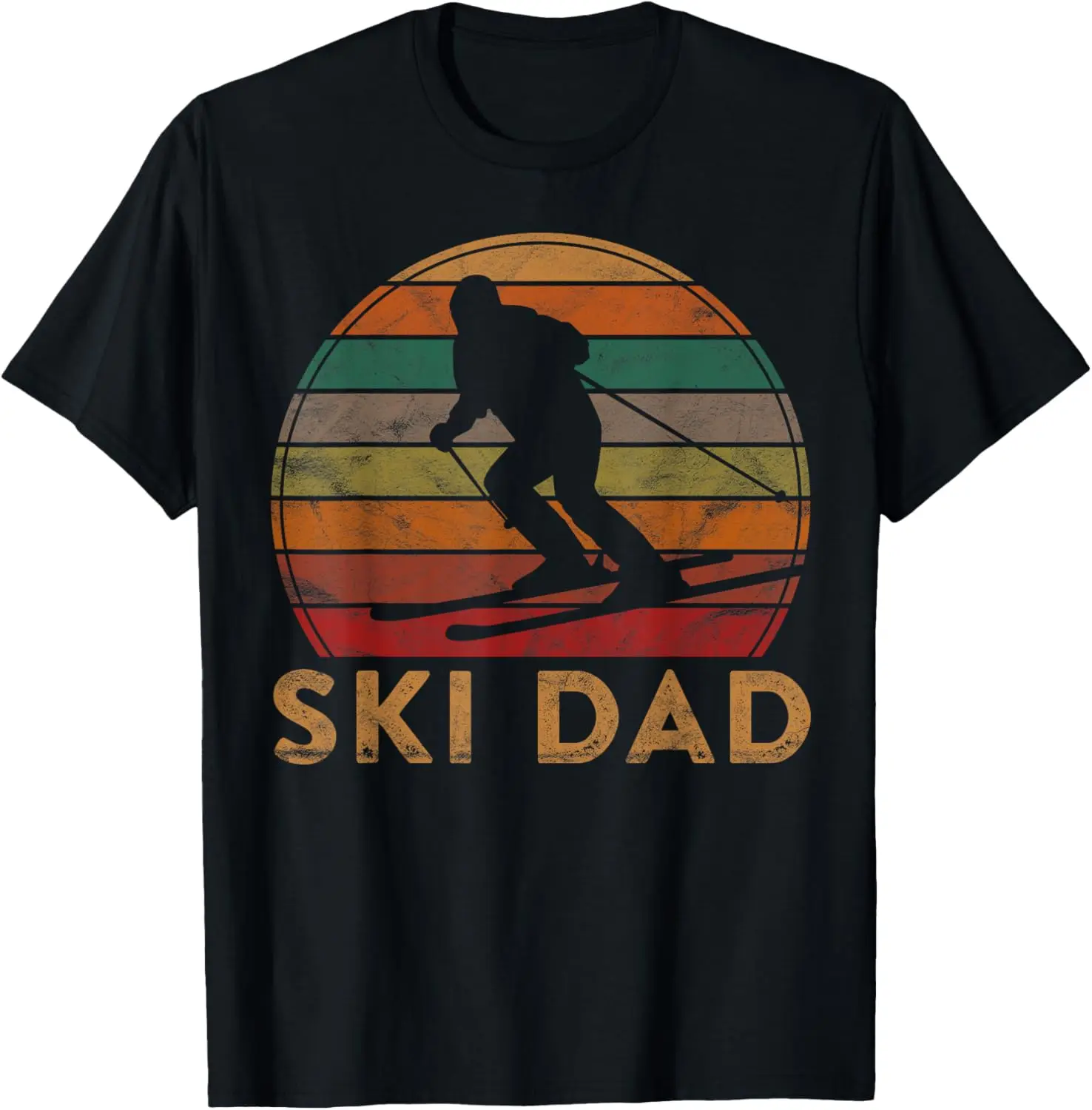 تي شيرت Retro Ski Dad Sunset Winter Skiing Daddy Gift Father Skier