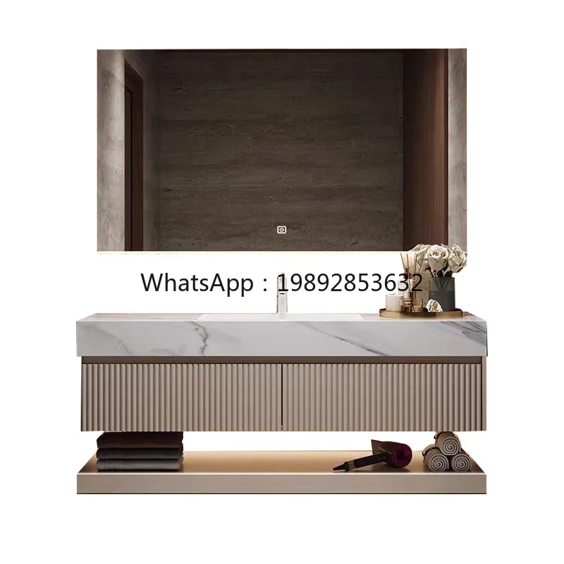 مجموعة خزانة الحمام الحديثة LYY مع حوض بلاطة الصخور المتكامل بدون خياطة، حوض بلاطة الصخور غير الملحوم لحوض الحمام