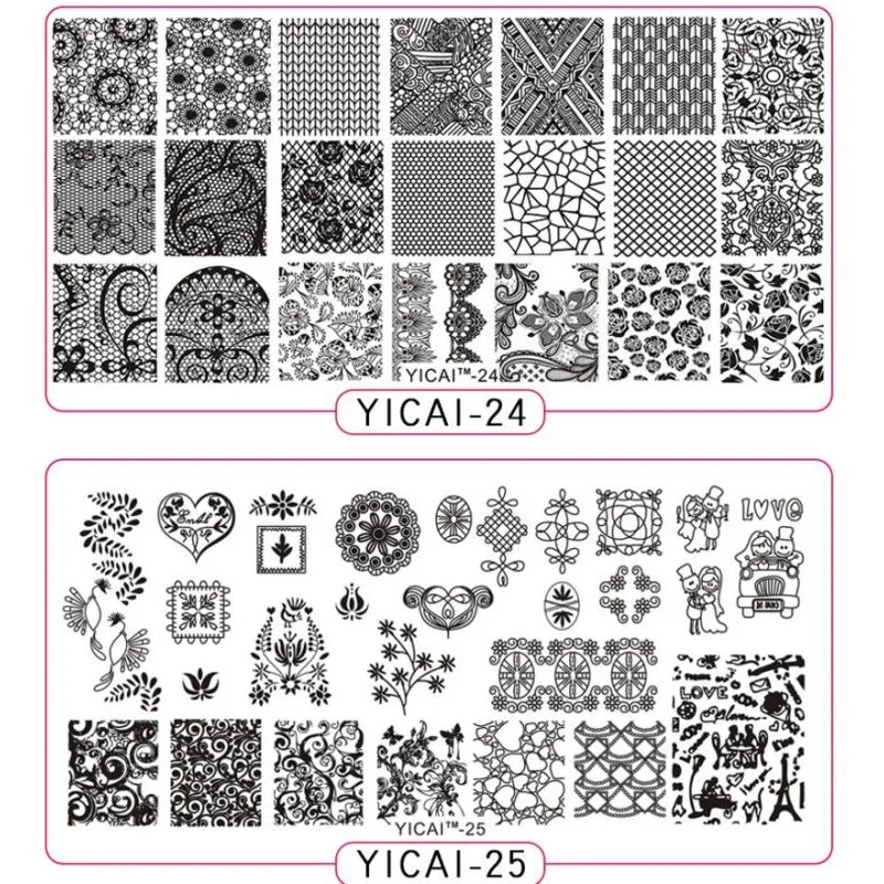 NEW! 1pc Nail Stamping Plates Template YICAI 01-40 3D Flower Series Image Plates Nail Art Manicure Templates Beauty Polish Tools