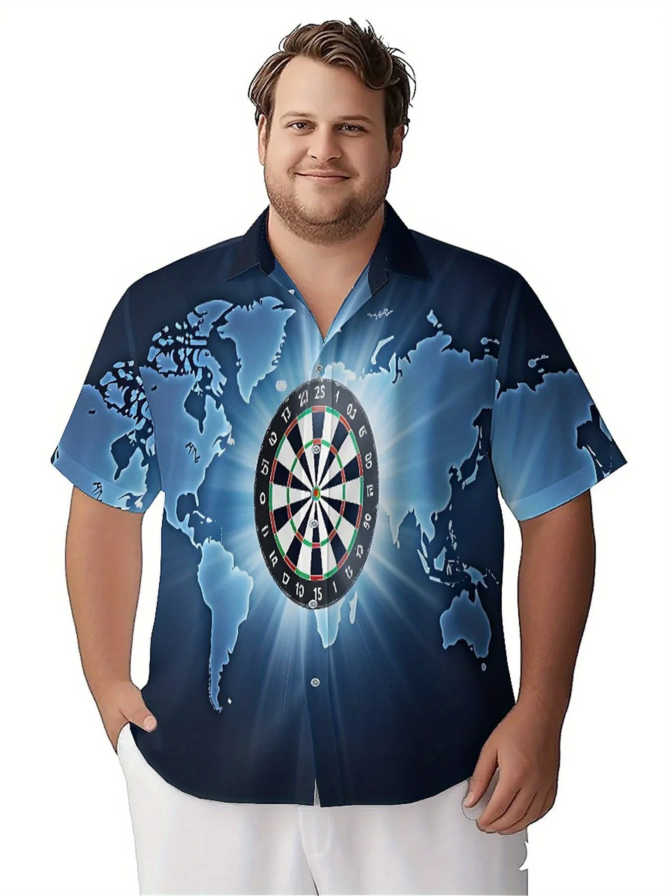 Men's Plus Size Hawaiian ShirtsDart Frisbeepattern,Premium Comfort Youth Clothes,Streetwear Y2K Tops