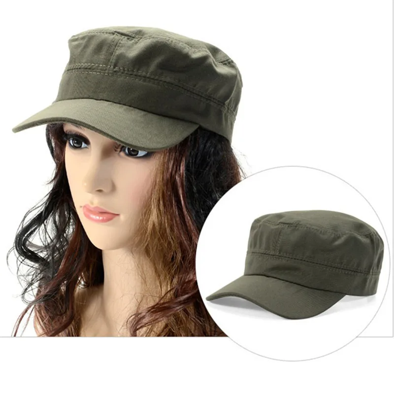 1PC Mode Männer Frauen Fünf Farben Unisex Einstellbar Klassischen Stil Plain Flache Vintage Armee Hut Kadett Militär Patrol Cap – Detail 7
