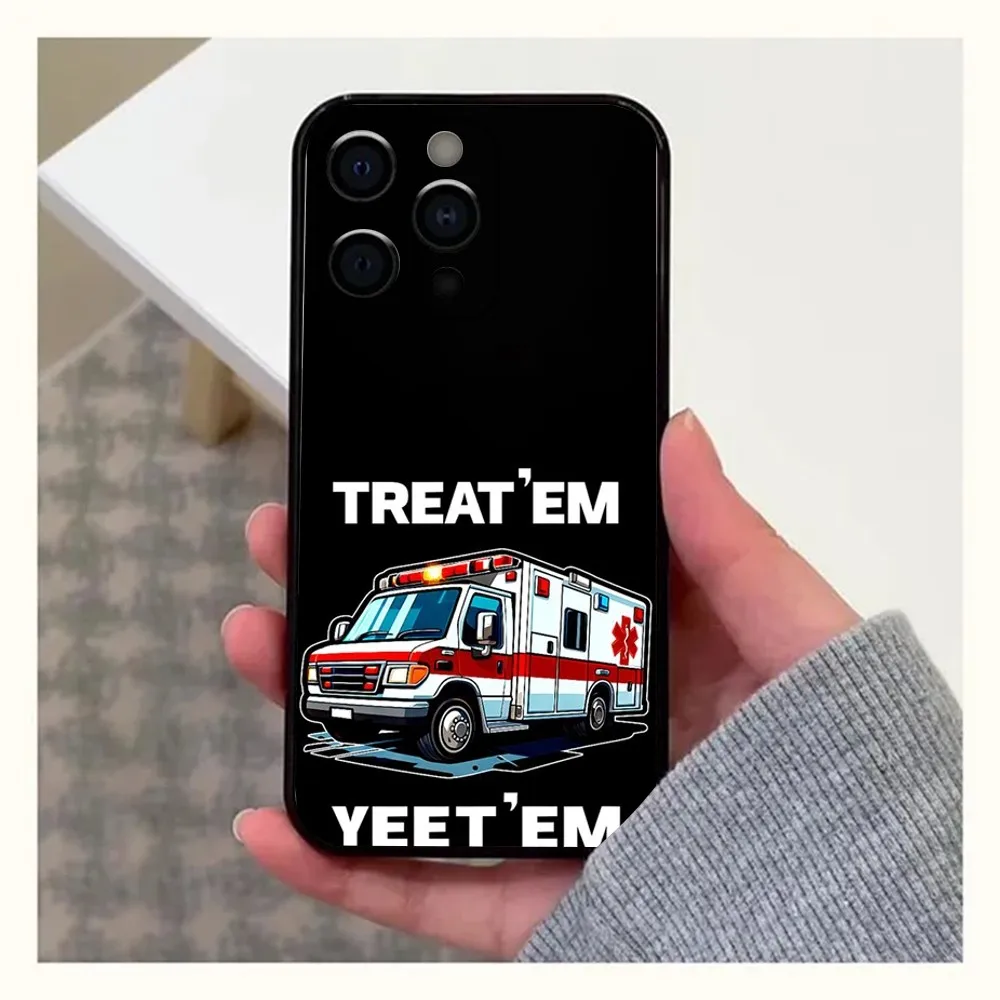 EMT EMS Ambulance Phone Case For Apple iPhone 15,14,13,12,11,Pro,X,XS,Max,XR,Plus,Mini Soft Black Cover