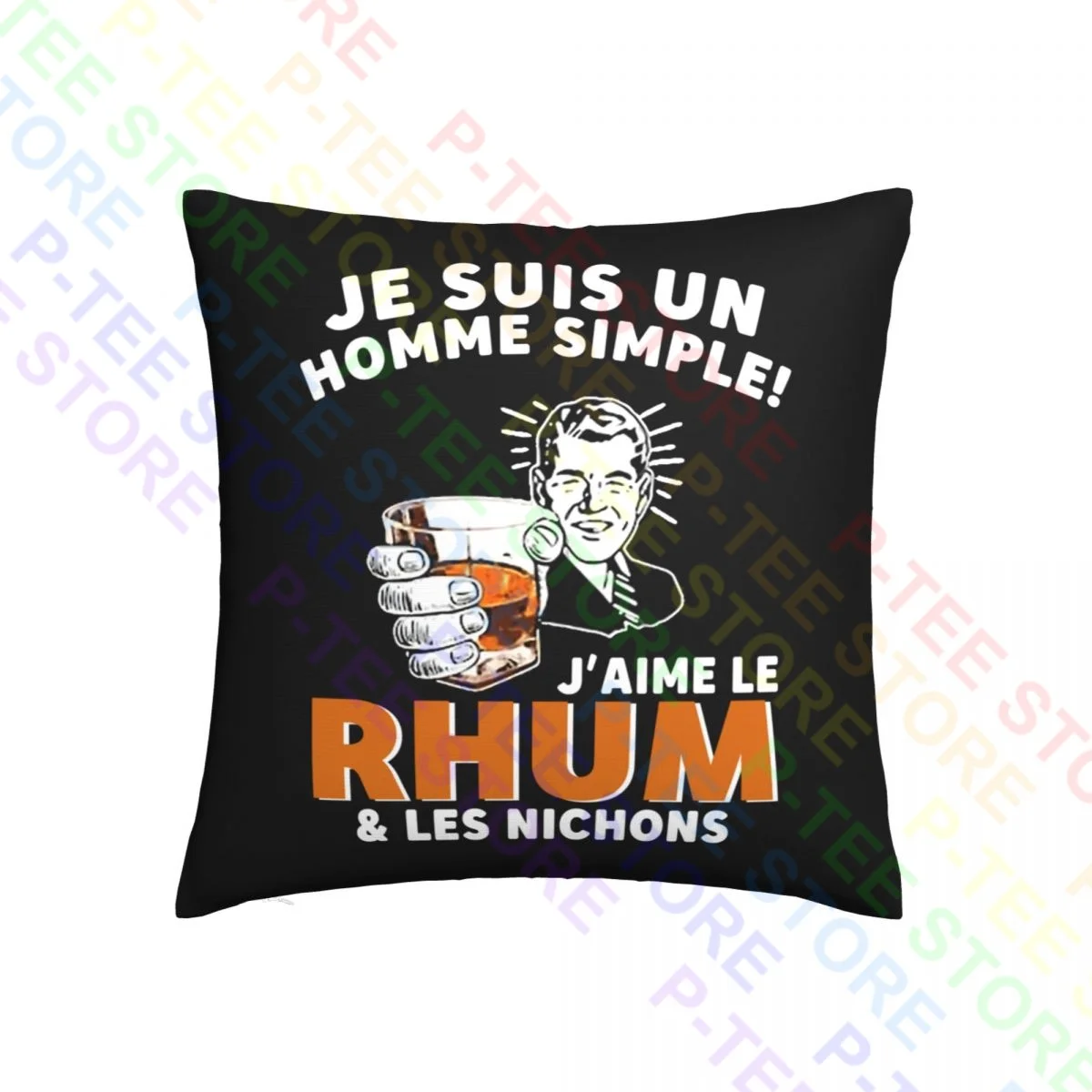 Best Je Suis Un Homme Simple J'Aime Le Rhum & Les Nichons Throw Pillow Cover Pillowcase Printed