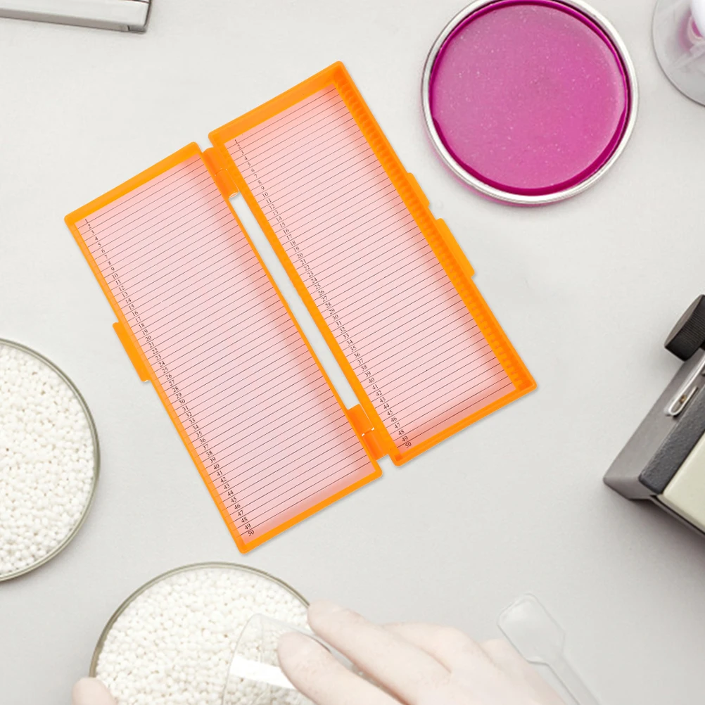 

2 Pcs Slides Microscope Plates Case Holder Glass Abs Rack Tray Boxes Storing Tool