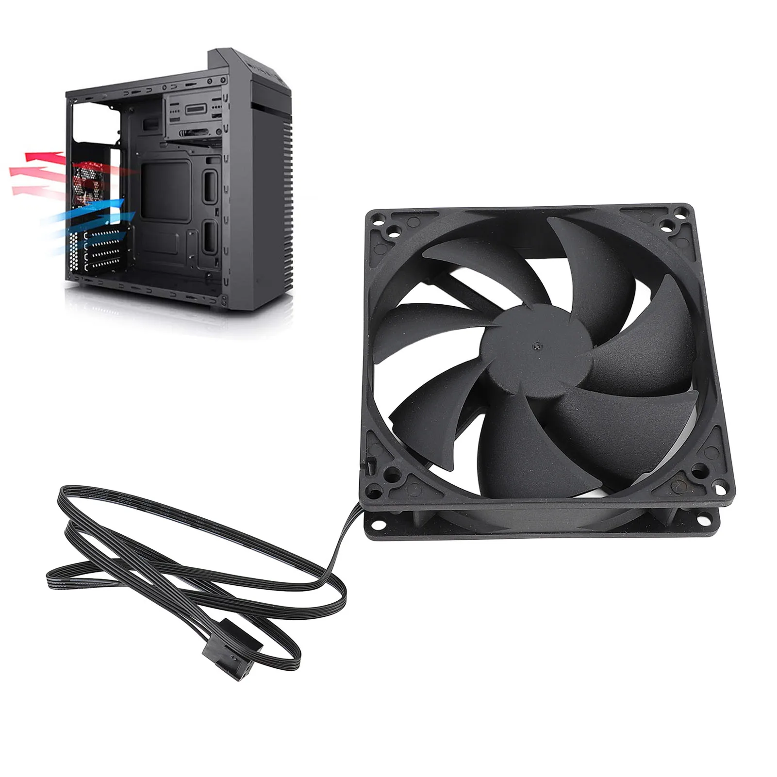 100mm PC PWM Case Fan 100mm Dual Ball Intelligente Temperatuurregeling 1800 RPM Geluidsarm 4PIN Computerkast koelventilator