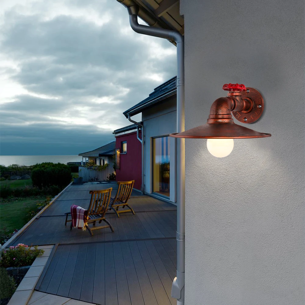 الإبداعية خمر الجدار ضوء انبوب ماء الجدار مصباح الصناعية الرجعية لوفت E27 الجدار الشمعدان لغرفة المعيشة غرفة نوم بار الإضاءة ديكو #5