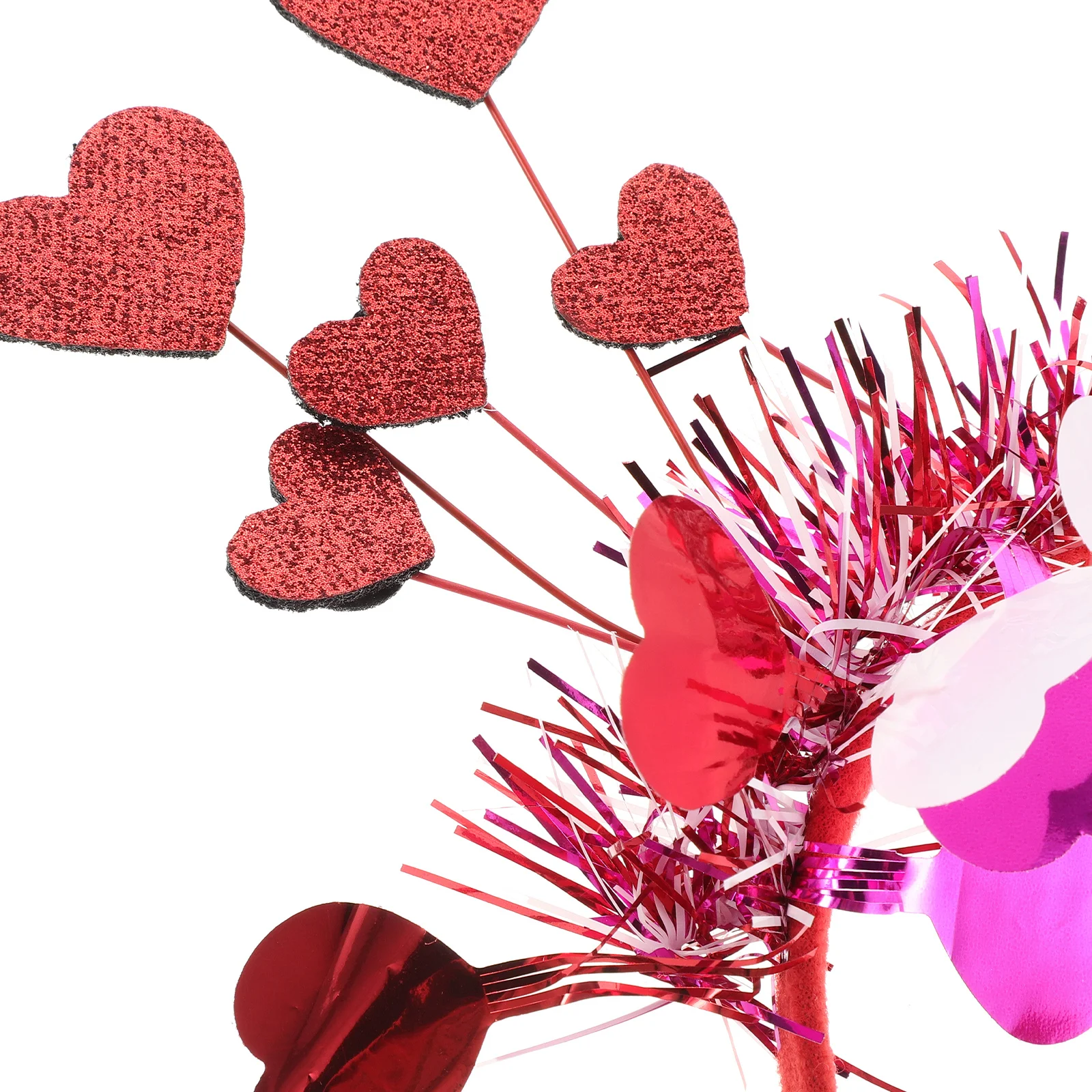 빨간 하트 머리띠 발렌타인 데이 헤어 후프 여성 웨딩 파티 하트 안테나 글리터 머리띠 기념 사진 소품