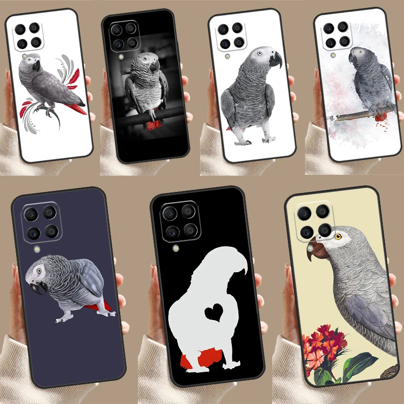 African Grey Parrot For Samsung Galaxy M52 M32 M12 M55 M15 M13 M23 M33 M53 M34 M54 M31s M30s M20 M21 M51 Case