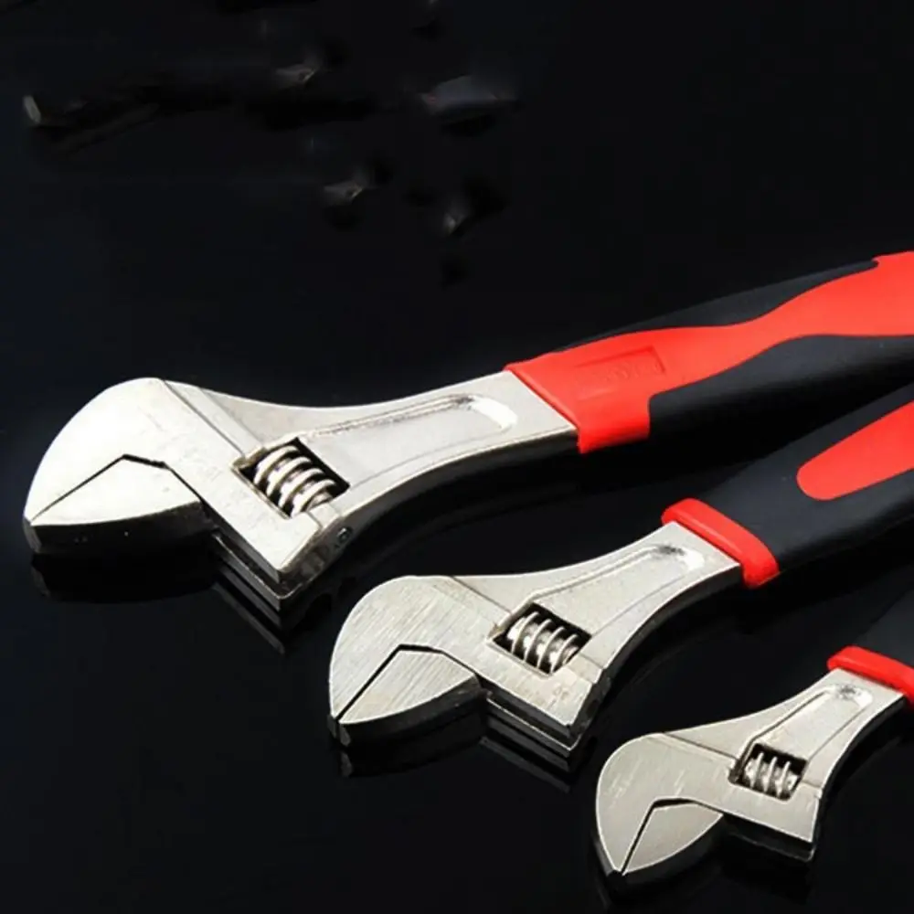 

8/10/12 Inch Adjustable Opening Wrench Long Handle Heavy-Duty Universal Spanner Rubber-Coated Flexible Torque Wrench