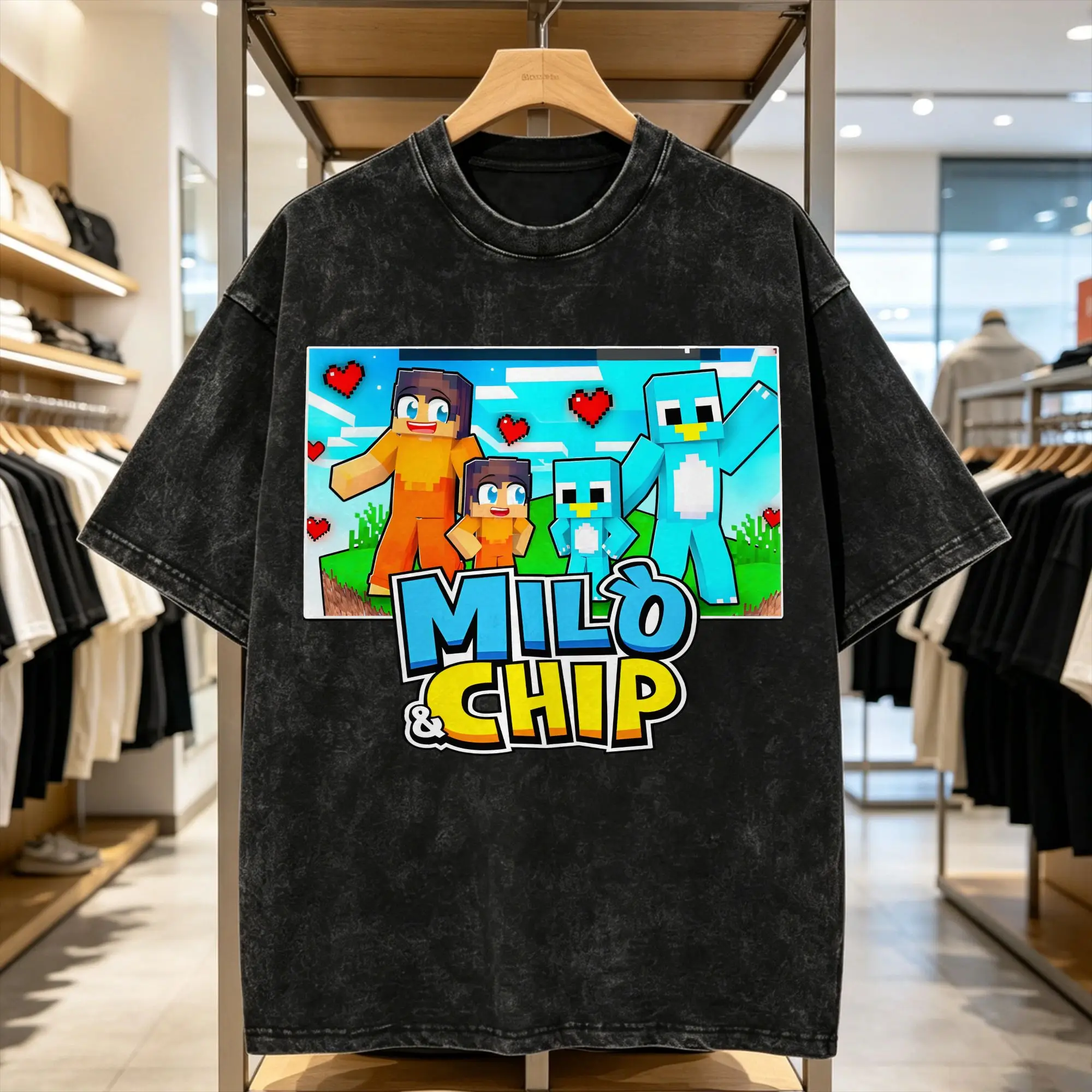 Milo And Chip Men's T Shirts Washed  Funny Tee Shirt Short Sleeve Round Collar T-Shirts Cotton Gift Idea Clothes