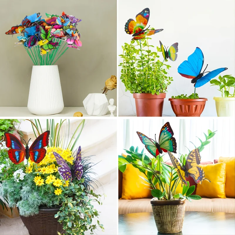 New Bunch of Butterflies Garden Yard Planter Colorful Whimsical Butterfly Stakes Decoracion Outdoor Decor Gardening Decoration