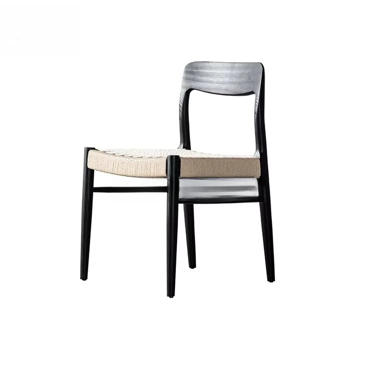 #Solid Oak Dining Chair with Rope Design Modern and Traditional Home Furniture for Kitchen Hotel and School for Home Use
