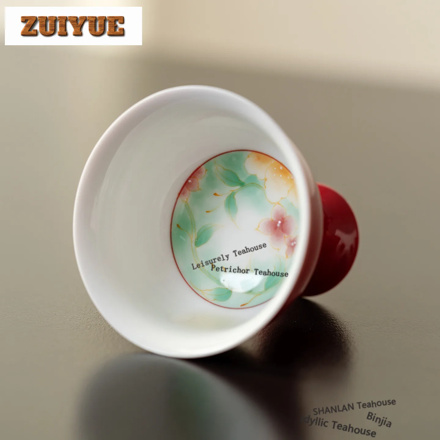 

80ml Hand Painted Flowers High Foot Teacup Retro Tea Bowl Mug Tea-tasting Personal Cup Jianzhan Master Cups Collection Craft