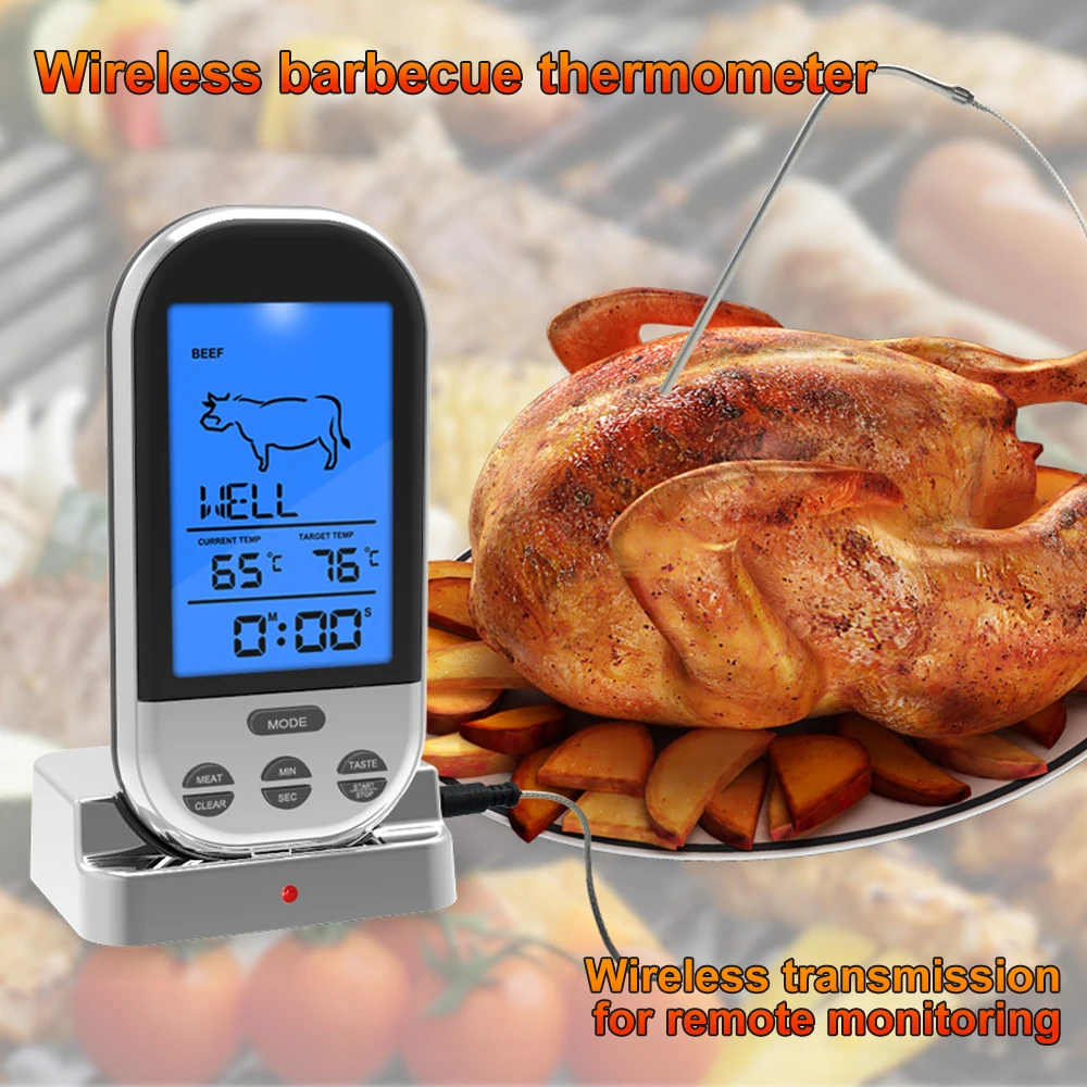 New Wireless Digital Meat Thermometers Remote Cooking Food Barbecue Grill Thermometer With Dual Probe for Oven Smoker Grill BBQ