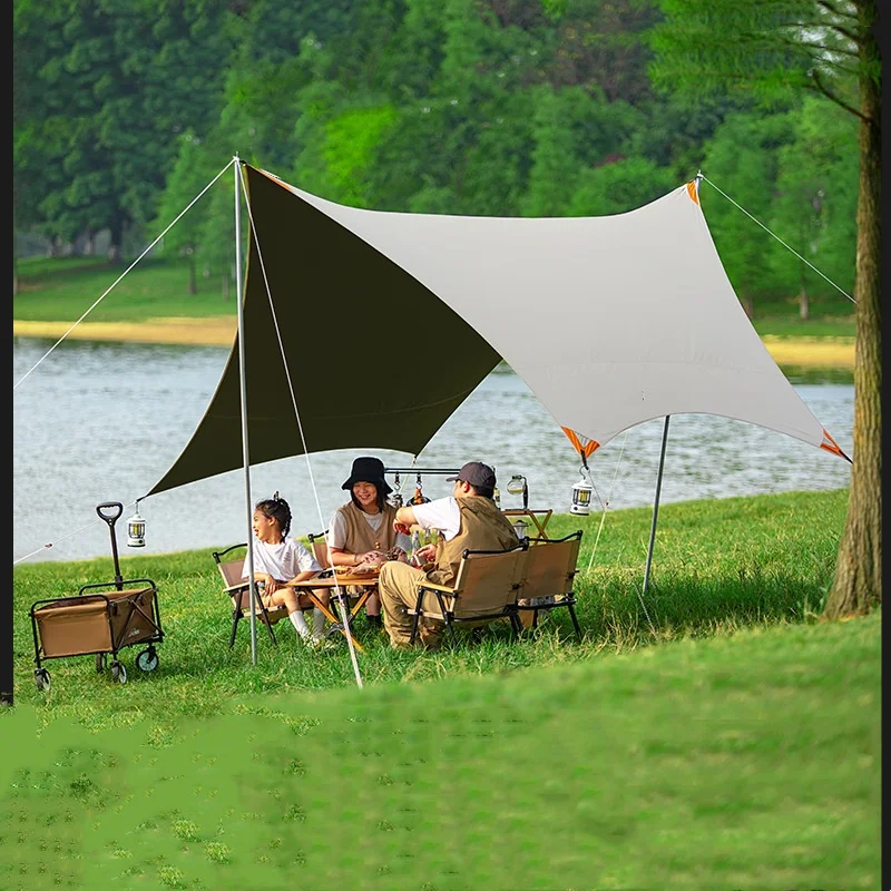 Outdoor silver coated black adhesive canopy, sunshade, side rain shelter, rear canopy, camping canopy, Oxford cloth