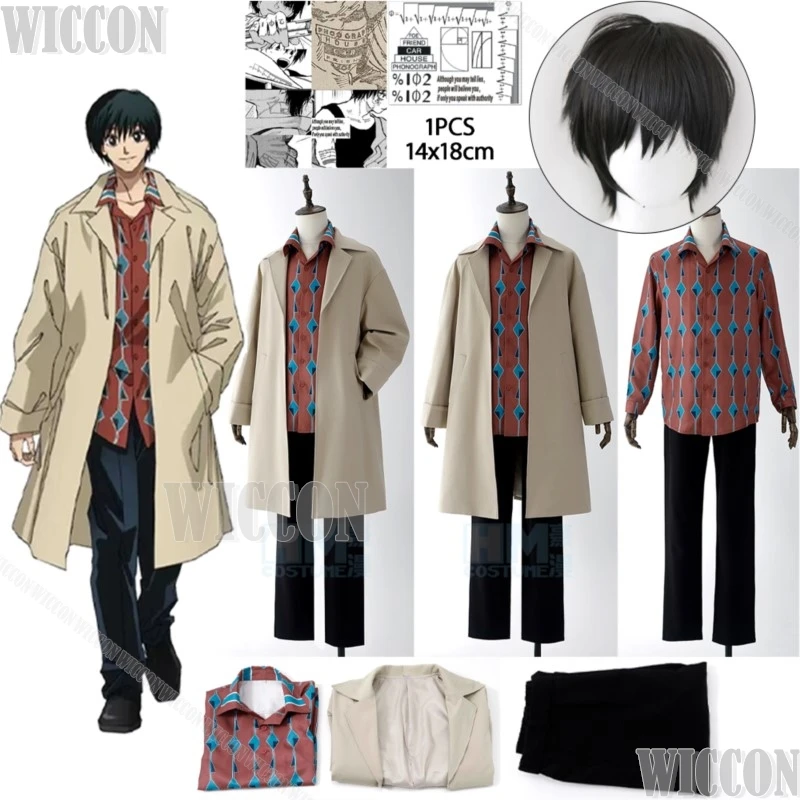 

Нагомо Йоичи аниме Сакамото дни косплей костюм черный парик плащ рубашка брюки татуировка наклейка мужской костюм Хэллоуин по индивидуальному заказу