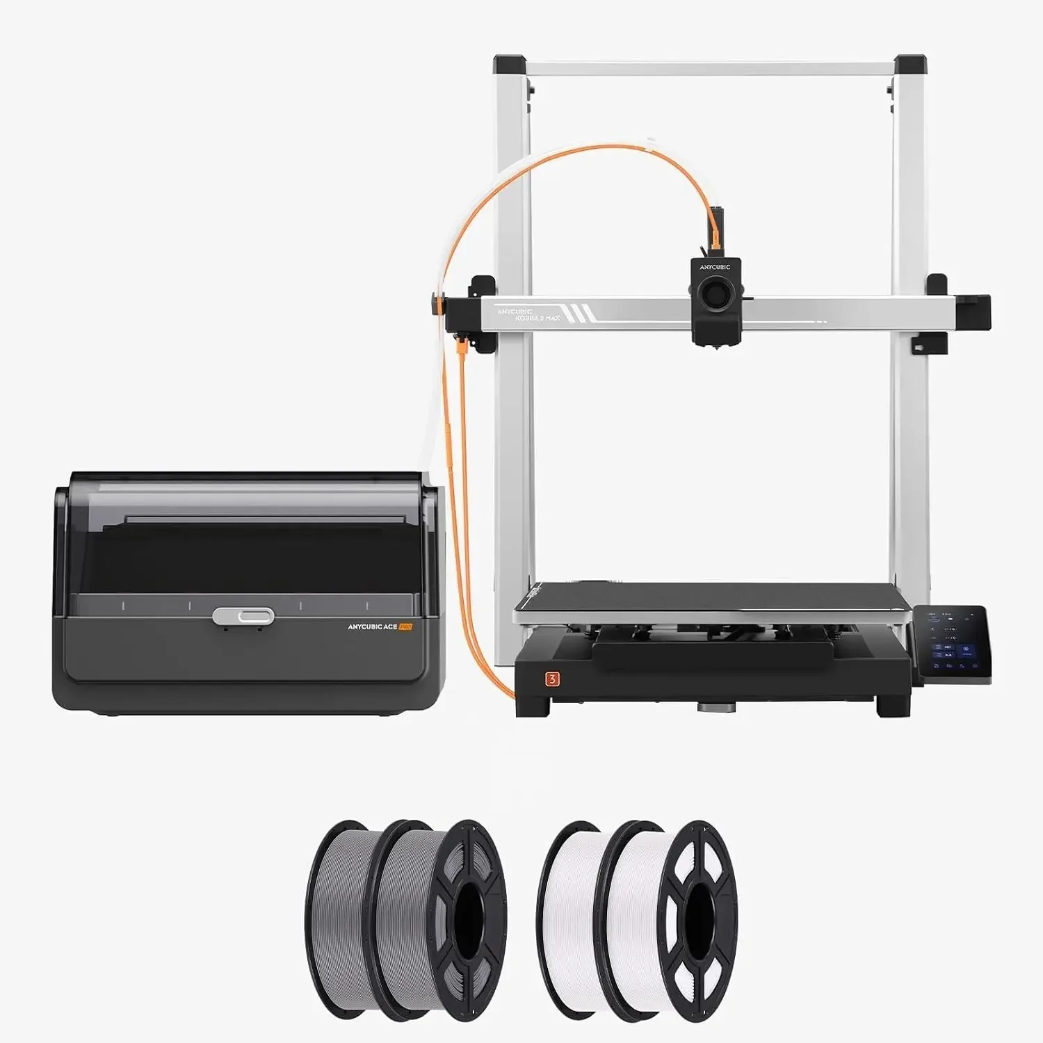 USA Stock (Filament Bundle 4KG) Kobra 3 Max Combo 3D Printer + PLA 3D Printer Filament 2 Pack of Gray & 2 Pack of White