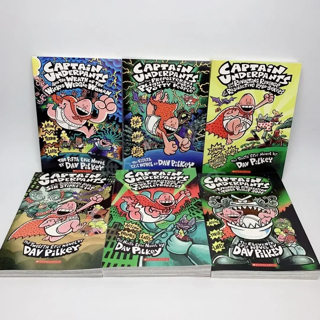 12 libri/set The Gigantic Collection of Captain Underpants di Dav Pilkey Set di libri di fiabe inglesi Fumetti per bambini LibrosB