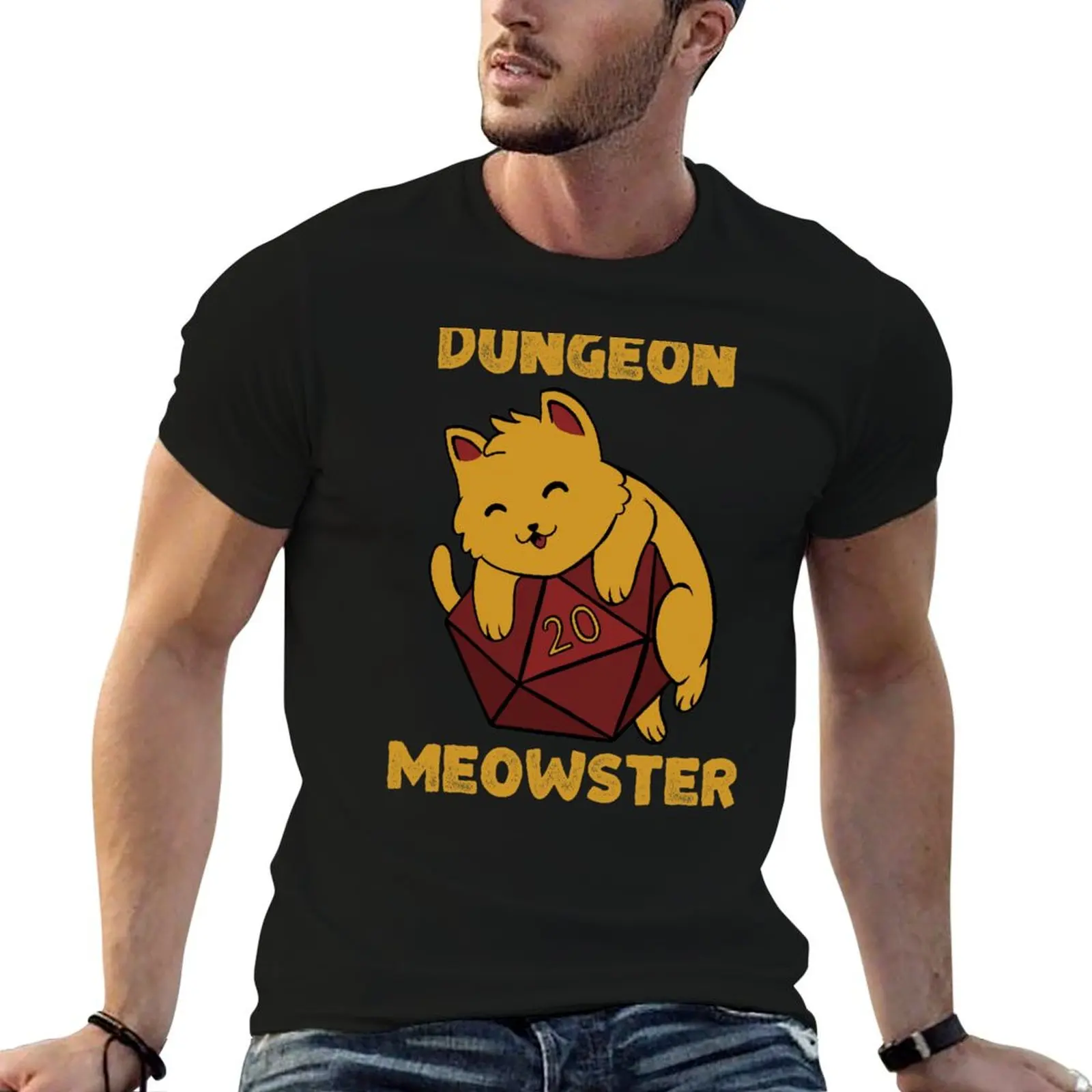 

Dungeon Meowster Funny DnD Tabletop Gamer Cat D20 T-Shirt man tshirt essential t shirt T-Shirt