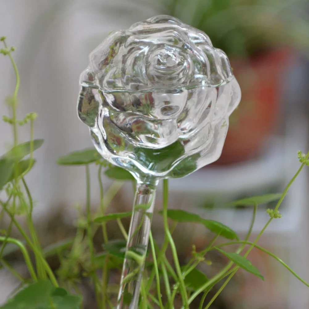 Plant Waterer Bulbs Self Watering Globes Automatic Watering Stakes Mushroom Rose Shape Design Clear Glass Plant Water Drippers