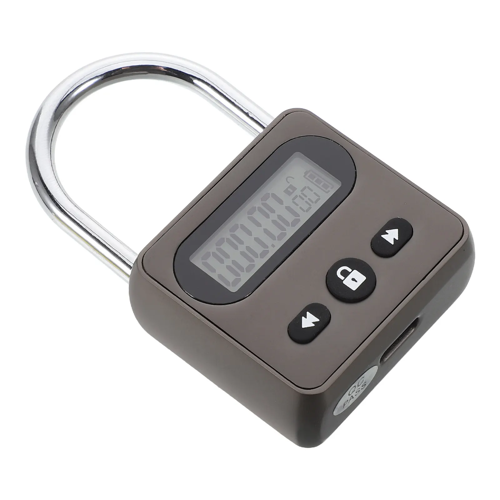 Metal Timer Lock Electronic Time Padlock USB Rechargeable Zinc Alloy with LCD Display for Exam Study Focus Anti