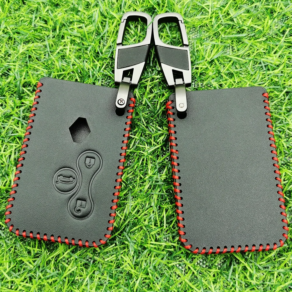 New Leather Car Key Case Keychain for Renault Megane II Grand Scenic 2006 2007 2008 3 Buttons Smart Keyless Remote Fob Cover