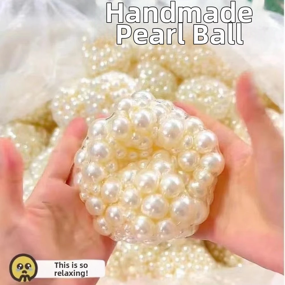 Pearl Bead Filled Stress Relief Ball Soft Mochi Texture Anxiety Calming Ball Slow Rebound Desktop Decor Mochi Texture Ball