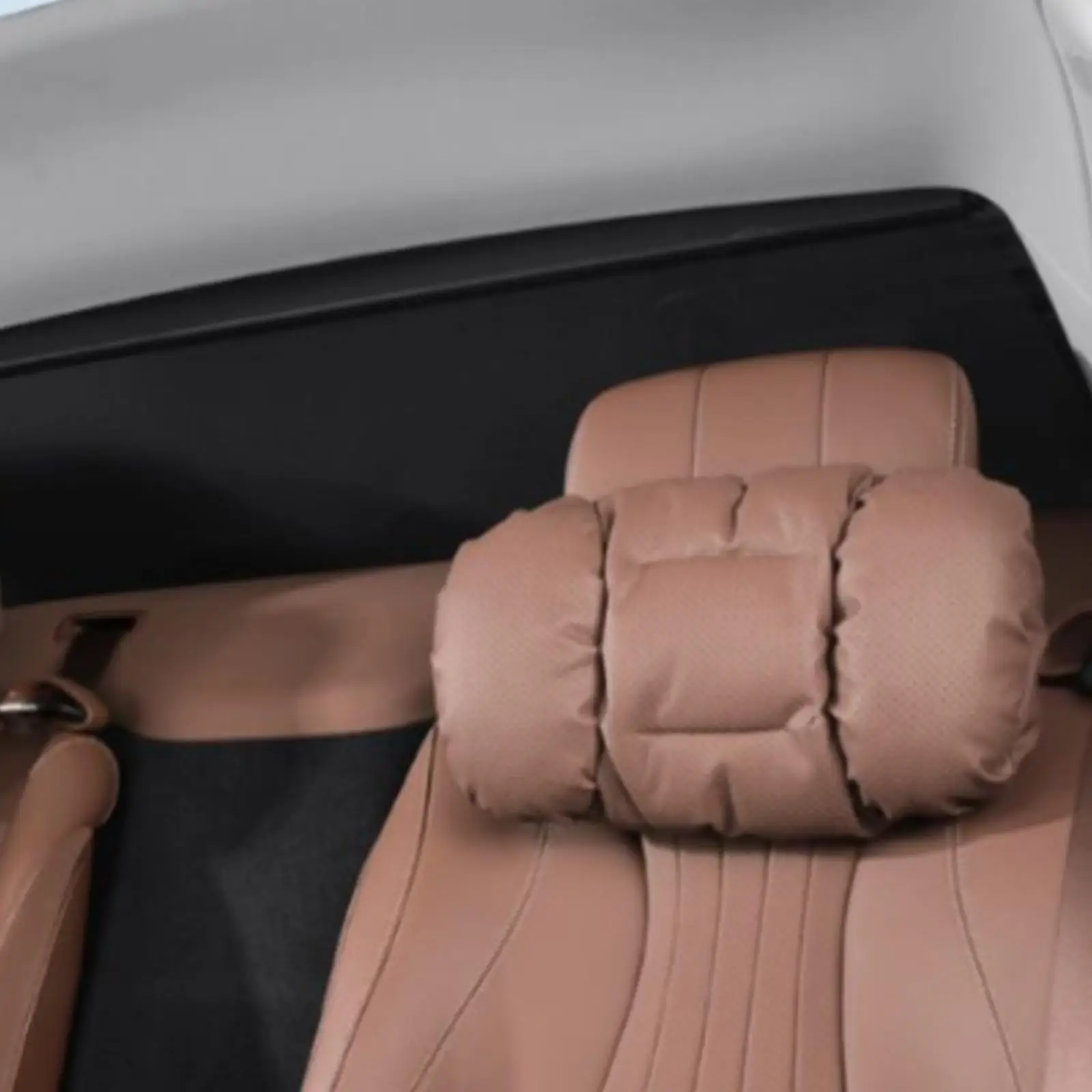 穴あきレザー製調節可能な車用ヘッドレスト枕ネッククッション（ストラップ付き）