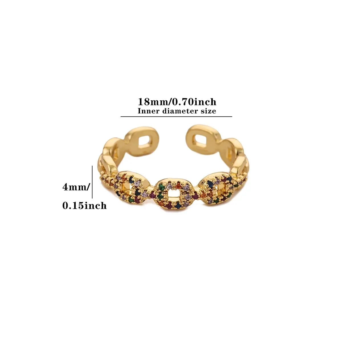 Women's Adjustable Zircon Star Moon Ring, Gold Color