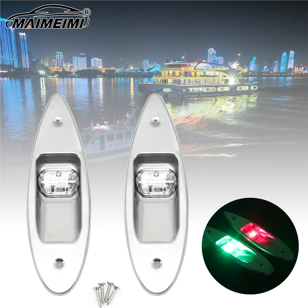 (2pcs) Navigation Boat Side Light Sailing Signal Lights Red Green Position Lights Waterproof Anti-corrosion LED Warning Lamp