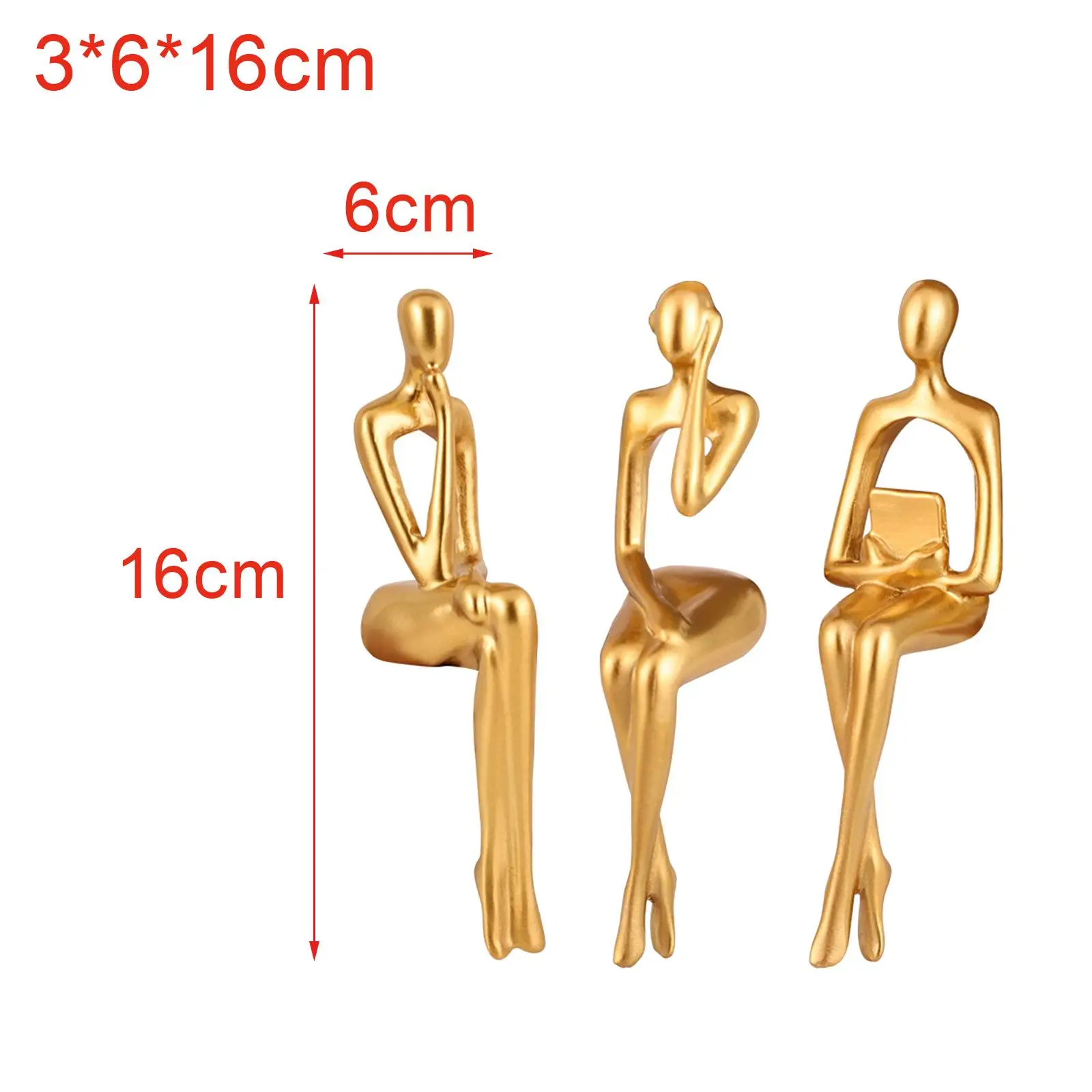 3x Abstract Thinking Statues Resin Figurine Sculpture Artwork for Desk Decor
