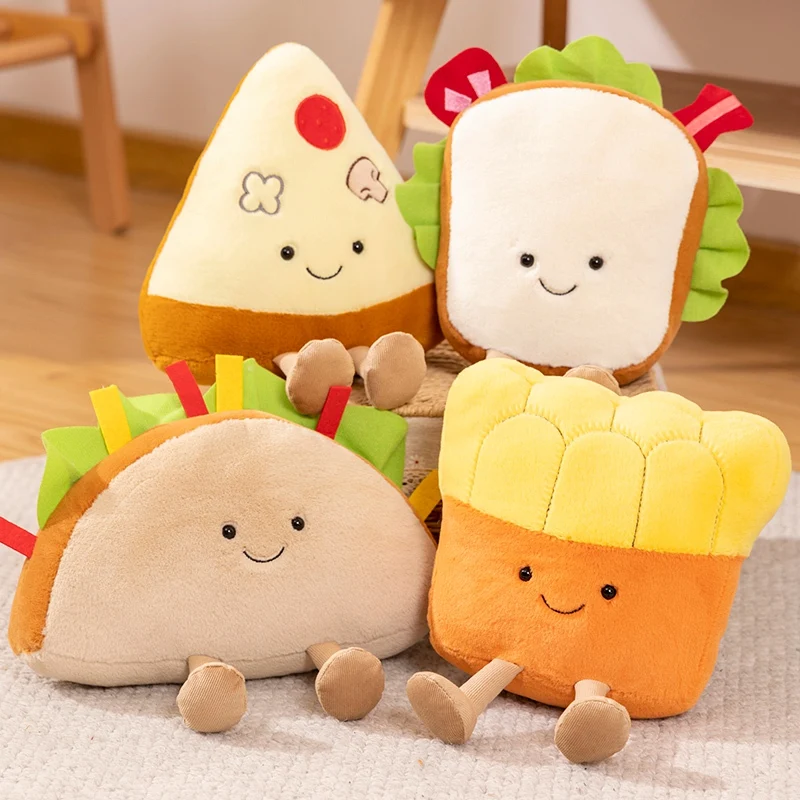 Cartoon Simulation Anime Food Series Doll Sandwich/Tucker/Pizza/French Fries Plush Toys Children's Handmade Doll Gifts