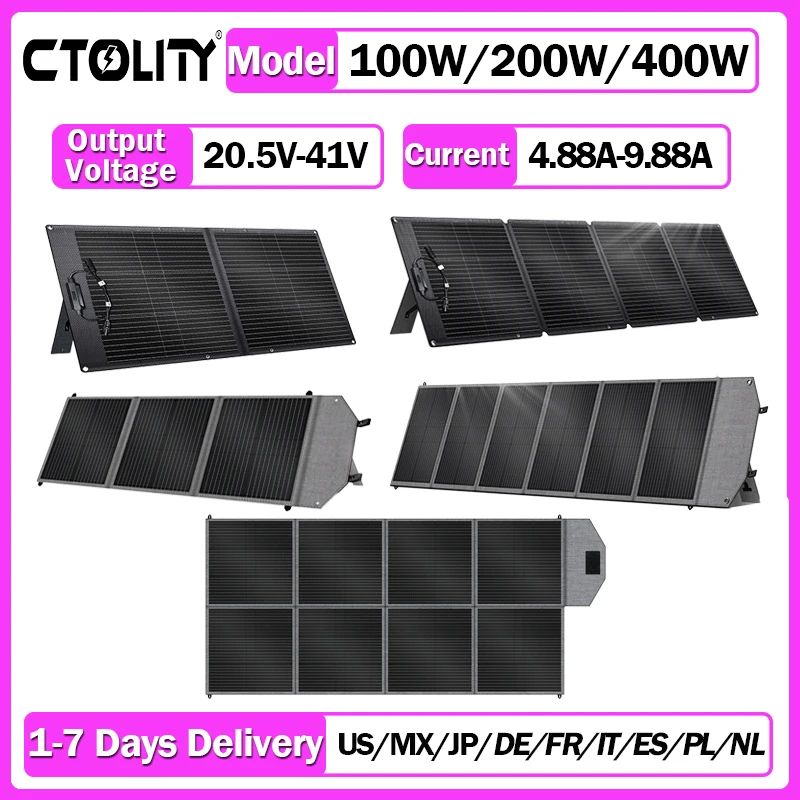 

Гибкая солнечная панель CTOLITY 400 Вт, 20,5 В, 200 Вт, портативная солнечная зарядная панель, полный комплект, электростанция, аварийная бытовая техника