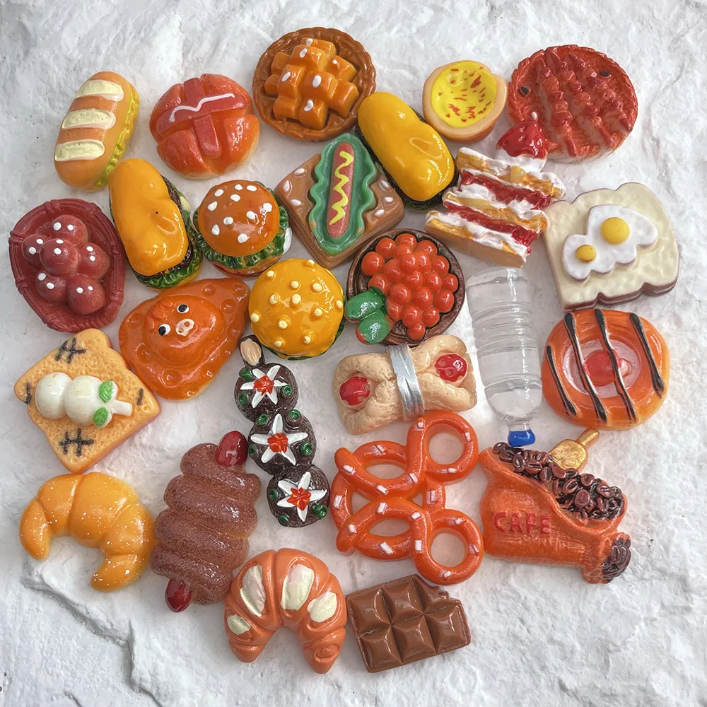 

5pcs Hot-selling food and play burger bread resin jewelry accessories DIY mobile phone case cream glue handmade hairpin flatback