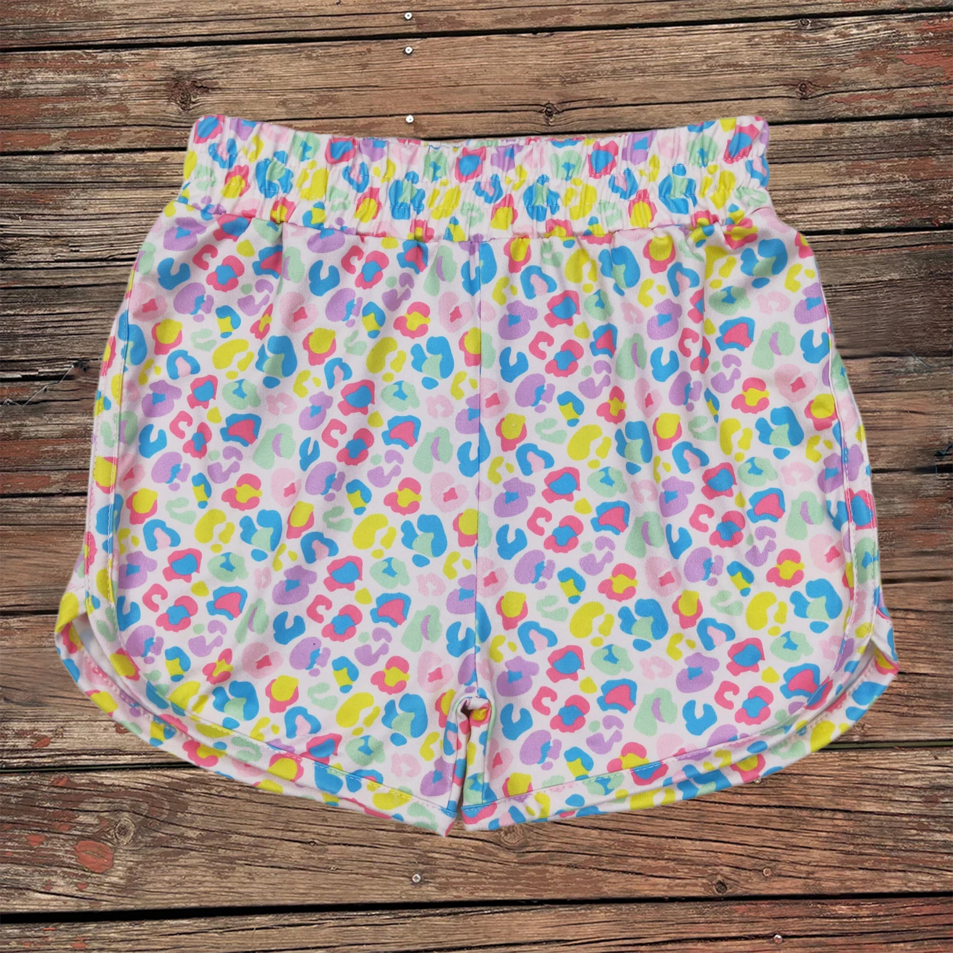 

Wholesale Kids Colorful Leopard Sport Shorts Bottoms Baby Girl Clothes Children Infant Summer Toddler Athletic Clothing