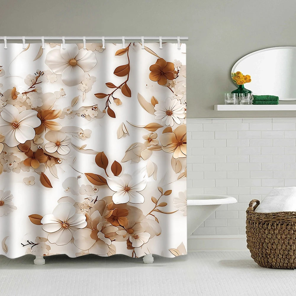 

1/4 минималистичных занавесок для душа с цветами, украшение на сиденье унитаза, занавеска для душа с ковром и крышкой для унитаза, 12 70,8x70,8 дюйма