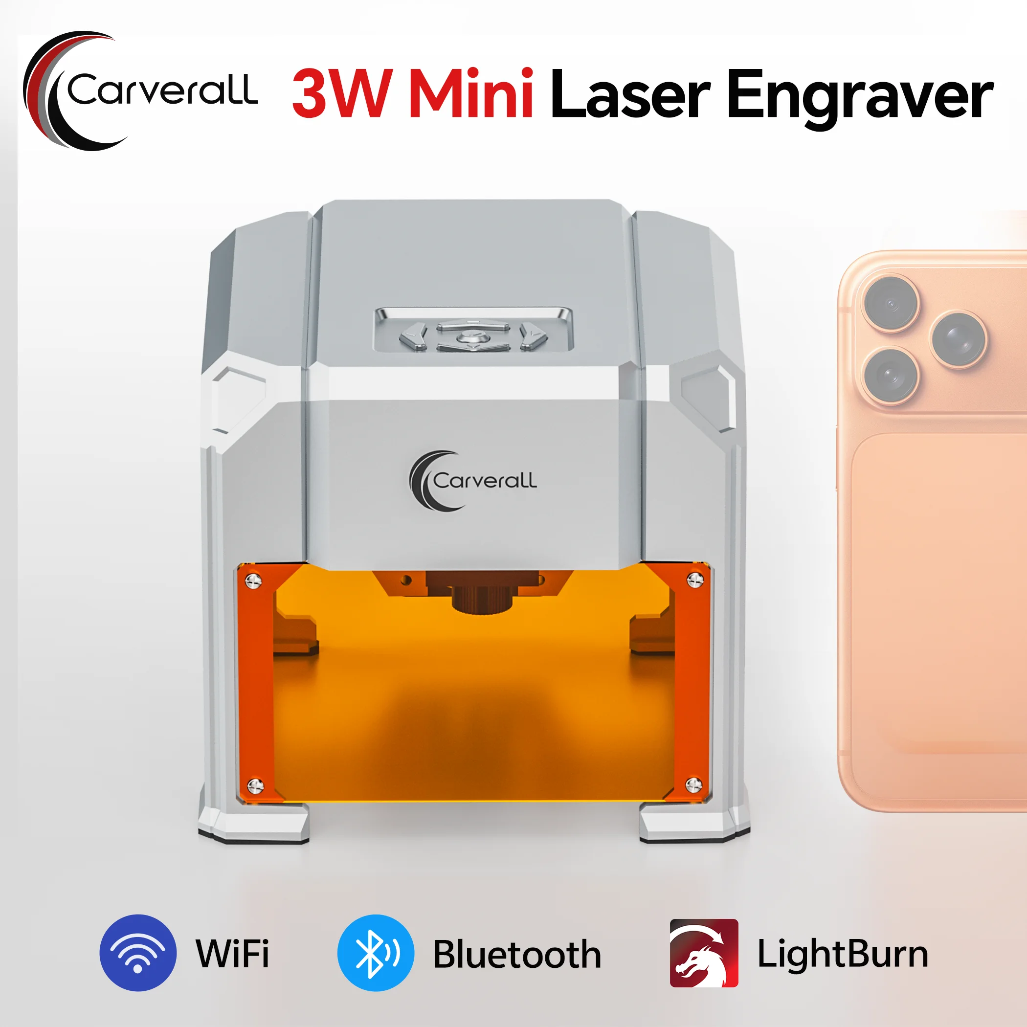 

Портативный лазерный гравер Carverall Mini для дерева, кожи, бамбука, настольный, для DIY, с поддержкой USB, Wi-Fi, Bluetooth и приложения, для рукоделия и маркировки