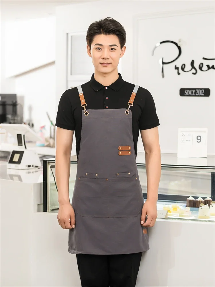 Professional Men Women Work Apron Waterproof Kitchen Cafes Nail Beauty Hair Cutting Salon Uniform Grill Garden Waiter Bib Custom