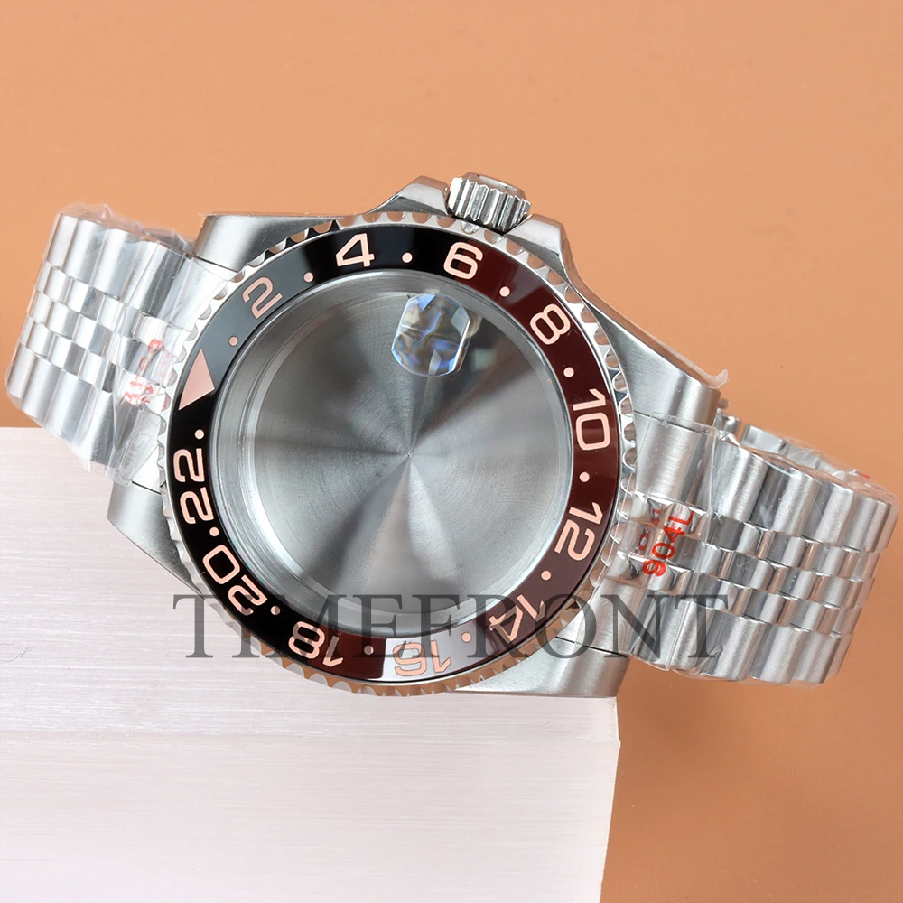 Fit Modified Seiko NH35 40MM Watch Case Classic 24 Hours Ceramic Bezel For GMT NH34 NH35 NH36 NH38 Movement 28.5mm Dial Jubilee image 3