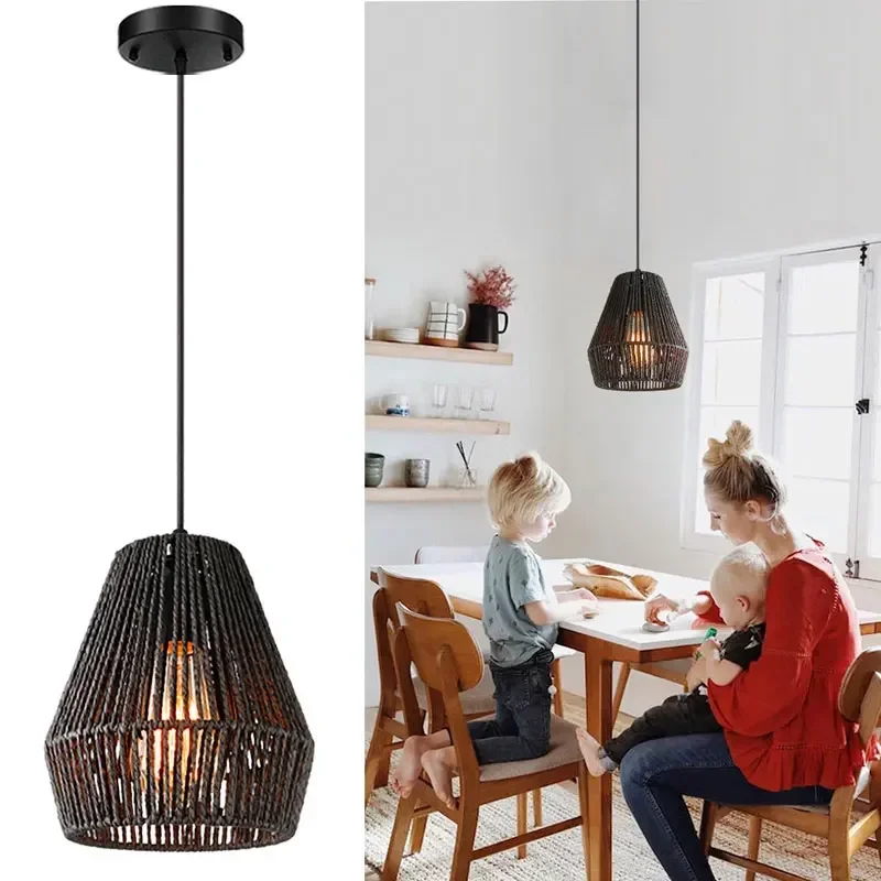 

Rural Paper Rattan Woven Pendant Light, Chinese Style Living Room, Dining Room, Tea Room, Southeast Asian LED Woven Light