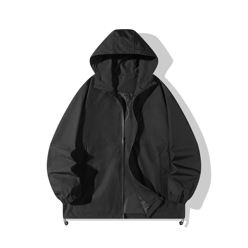 メンズアウトドアサイクリング防風通気性フード付きジャケット-春と秋のファッショントレンド-防水性と暖かさを備えたジャケット