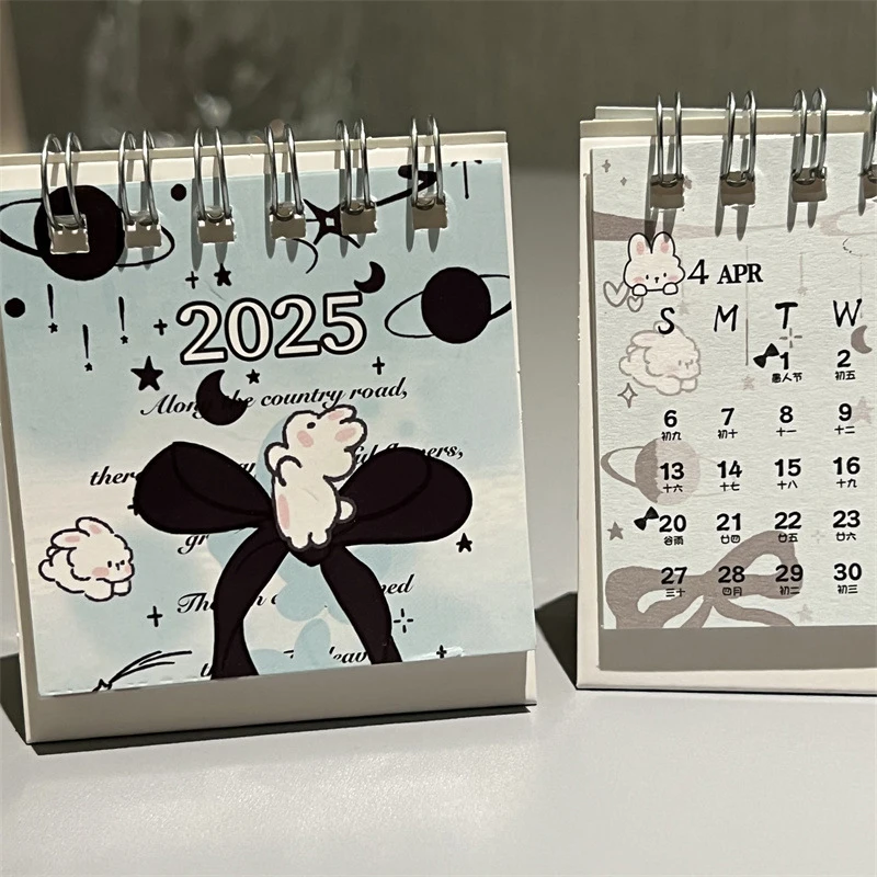 1 pc 2025 Mini Cute Monthly Calendar 12 Months Of Different Photos Tabletop Flip Schedule Calendar For Home School Decoration