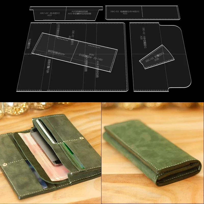 YOMDID Long Wallet Template Leather Tools Durable Acrylic Leather Stencil Wallet DIY Handmade Mold Handcraft Leather Accessories