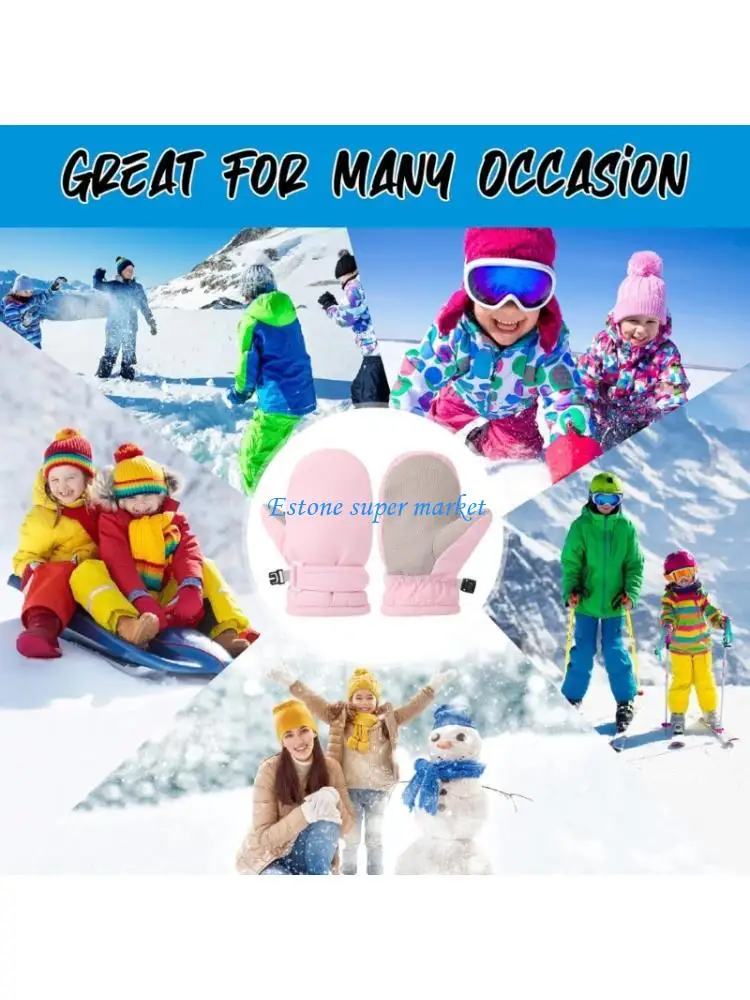 

090B Waterproof Thermal Insulated Kids Ski Gloves for Snow Play Winter Activity