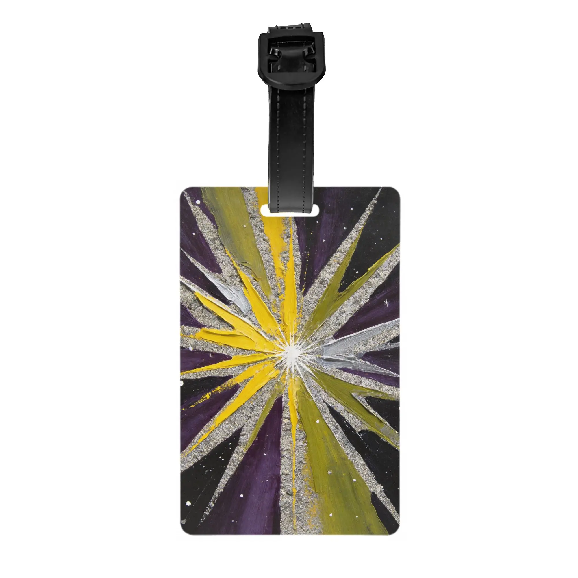 Modern Abstract Star Burst Luggage Tag Starburst Oil Painting Art Print Suitcase Baggage Name ID Tag Travel Trip Accessory