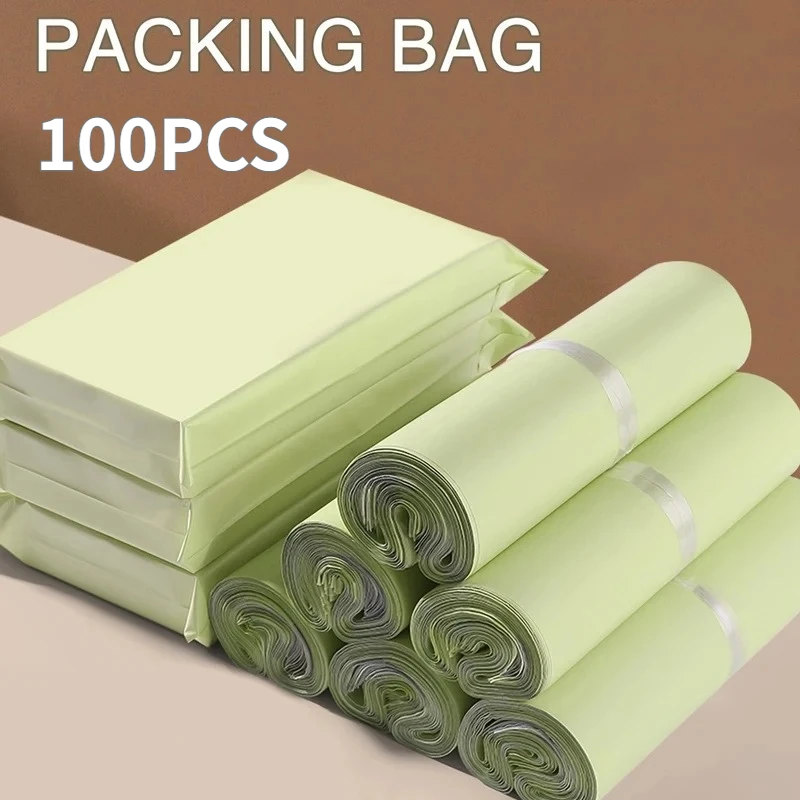 100 PCS/Set Express Bag Packing Bag Thickened Cream apricot Clothing Mail Waterproof Packing Bag Logistics Packing Bag