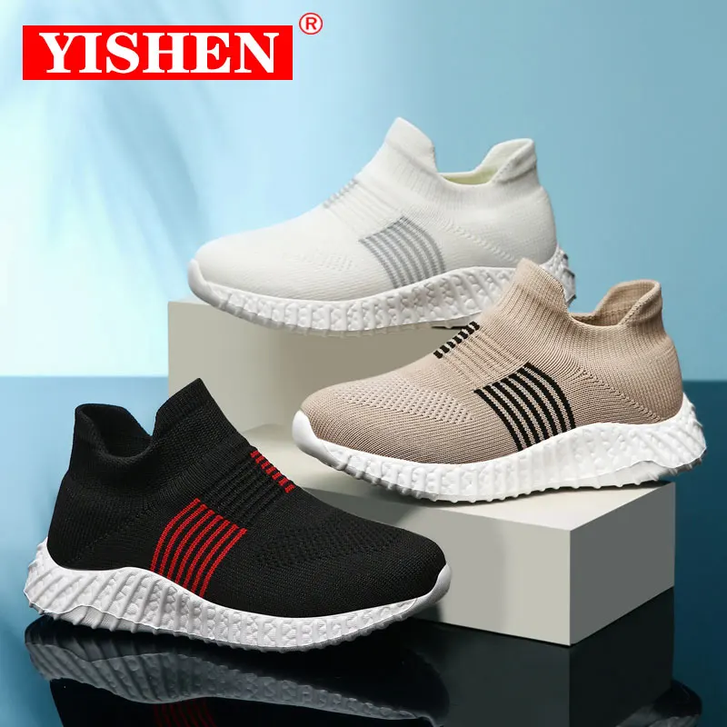 Yishen crianças meias sapatos crianças tênis respirável malha esportes sapatos para meninos meninas escola sapatos casuais zapatillas infantis