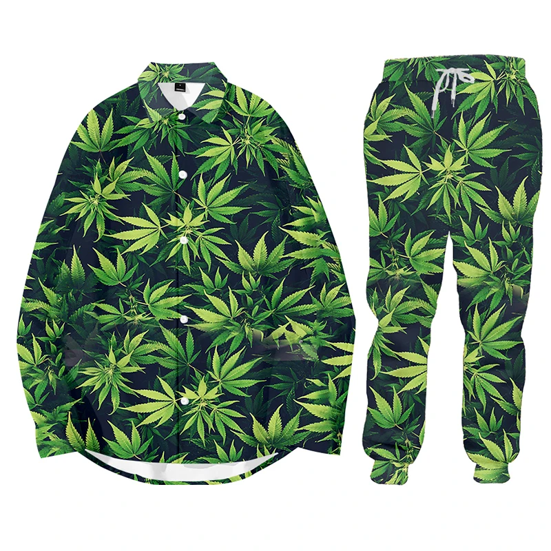 2 Pie Hooded Sweater Leaves Winter 3D Printed Set Men's Sportswear Tracksuit Long Sleeve Men's Clothing Suit Dropship Harajuku